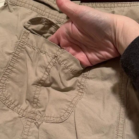 Light Taupe Cargo Capris with Drawstring Hem - Picture 8 of 11